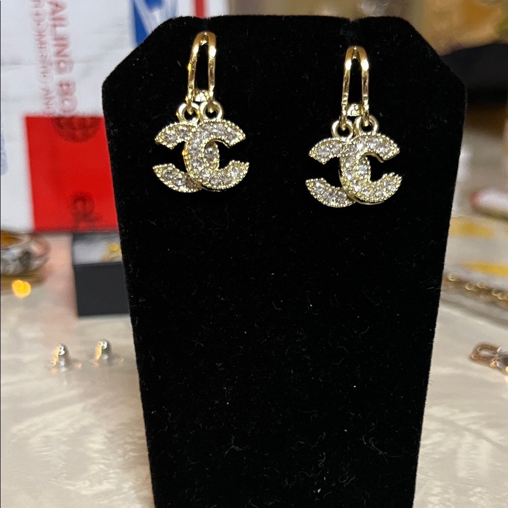 Gold and Silver Crystal Earrings